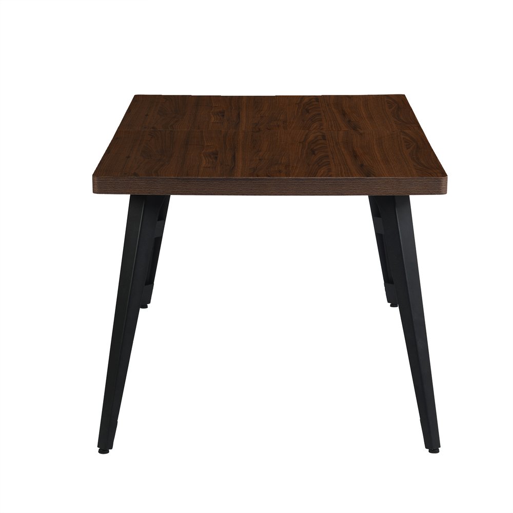 Dark Brown and Black Wood and Iron Dining Table - 63-inch