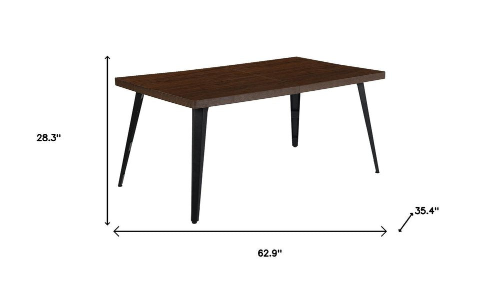 Dark Brown and Black Wood and Iron Dining Table - 63-inch