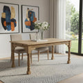 Brown Solid Wood Self-Storing Leaf Extendable Dining Table - 65-inch