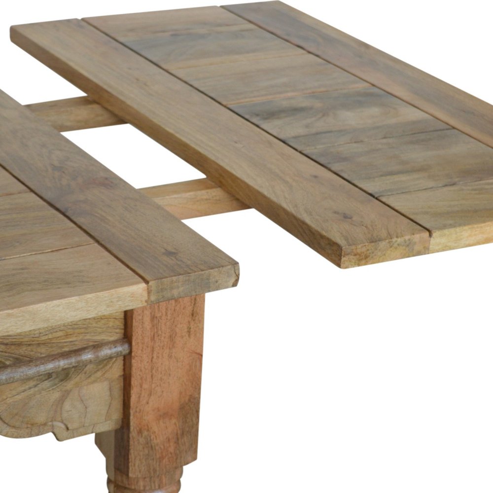 Brown Solid Wood Self-Storing Leaf Extendable Dining Table - 65-inch