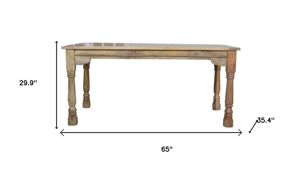 Brown Solid Wood Self-Storing Leaf Extendable Dining Table - 65-inch