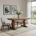Brown Solid Wood Double Pedestal Base Dining Table - 71-inch