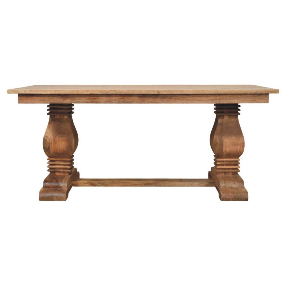 Brown Solid Wood Double Pedestal Base Dining Table - 71-inch