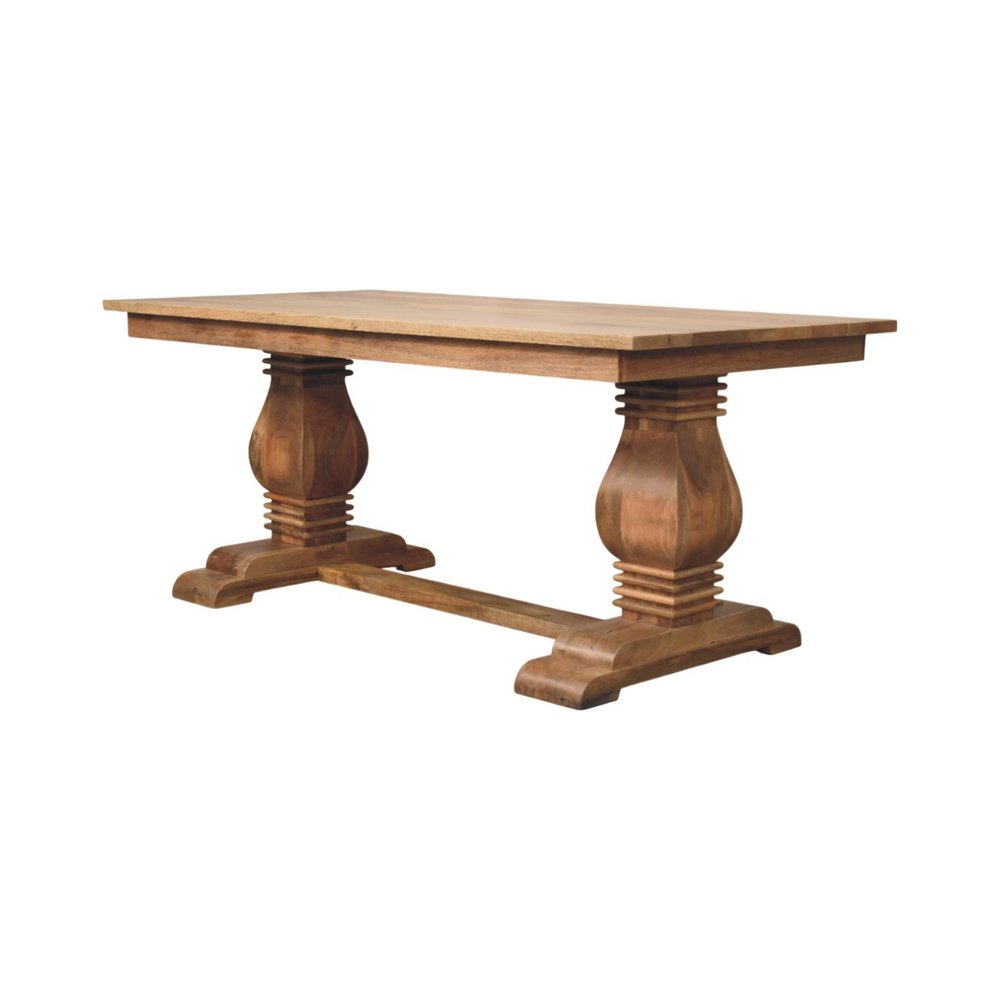 Brown Solid Wood Double Pedestal Base Dining Table - 71-inch