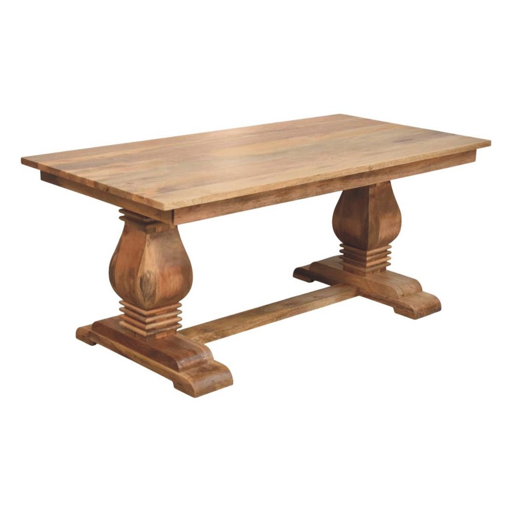 Brown Solid Wood Double Pedestal Base Dining Table - 71-inch