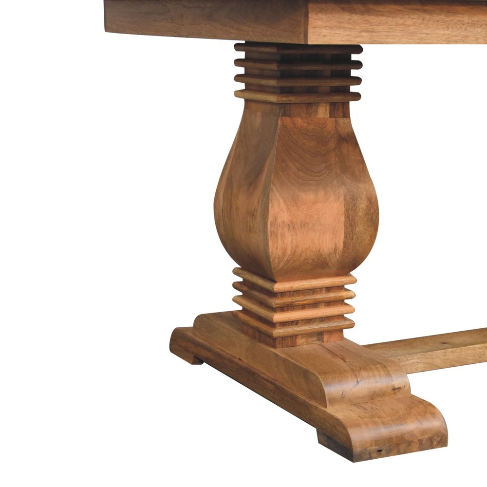 Brown Solid Wood Double Pedestal Base Dining Table - 71-inch