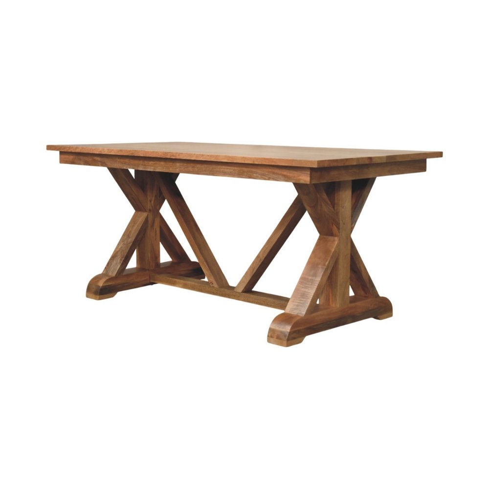 Brown Solid Wood Trestle Base Dining Table - 71-inch
