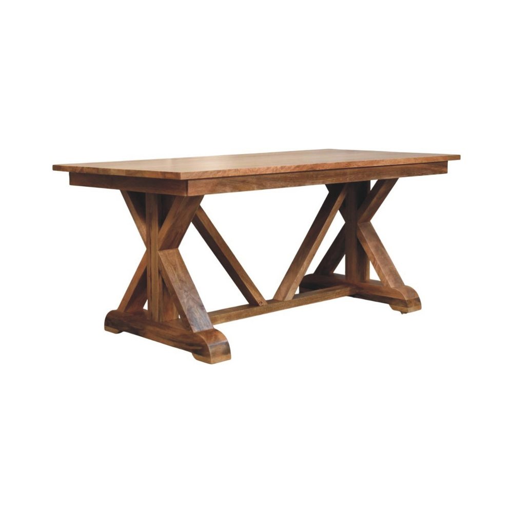 Brown Solid Wood Trestle Base Dining Table - 71-inch