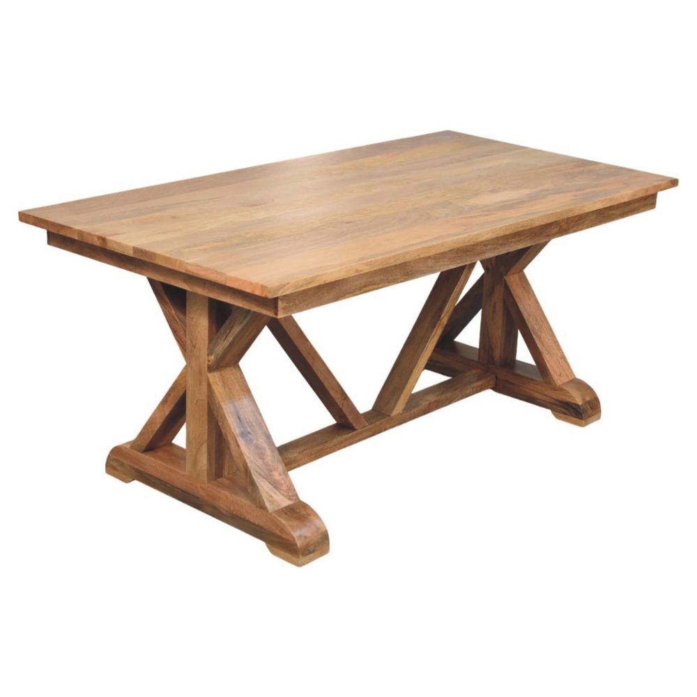 Brown Solid Wood Trestle Base Dining Table - 71-inch
