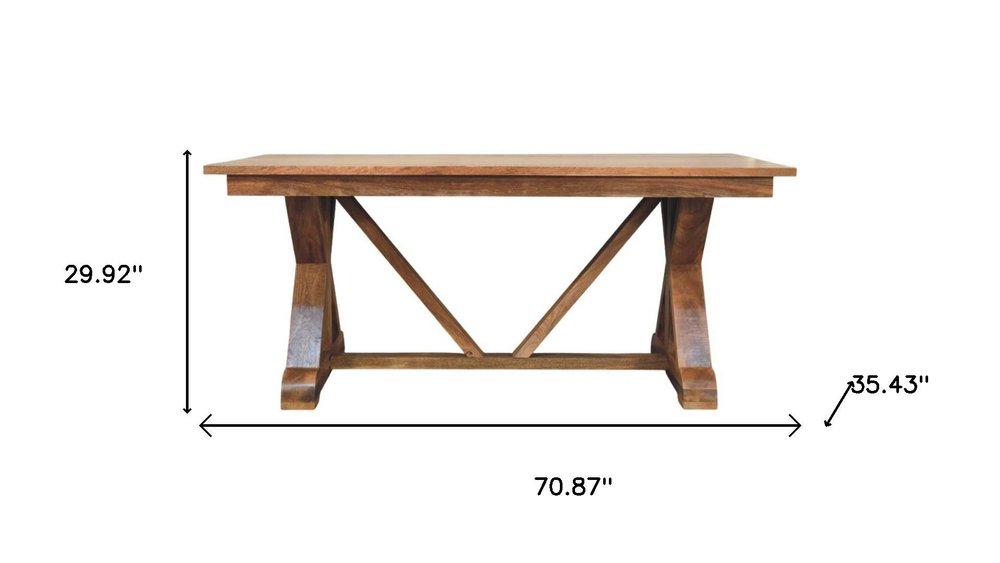Brown Solid Wood Trestle Base Dining Table - 71-inch
