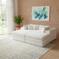 White Corduroy Sleeper Sofa - 79-inch