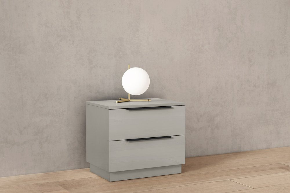 Light Gray Wood Two Drawer Nightstand - 20-inch
