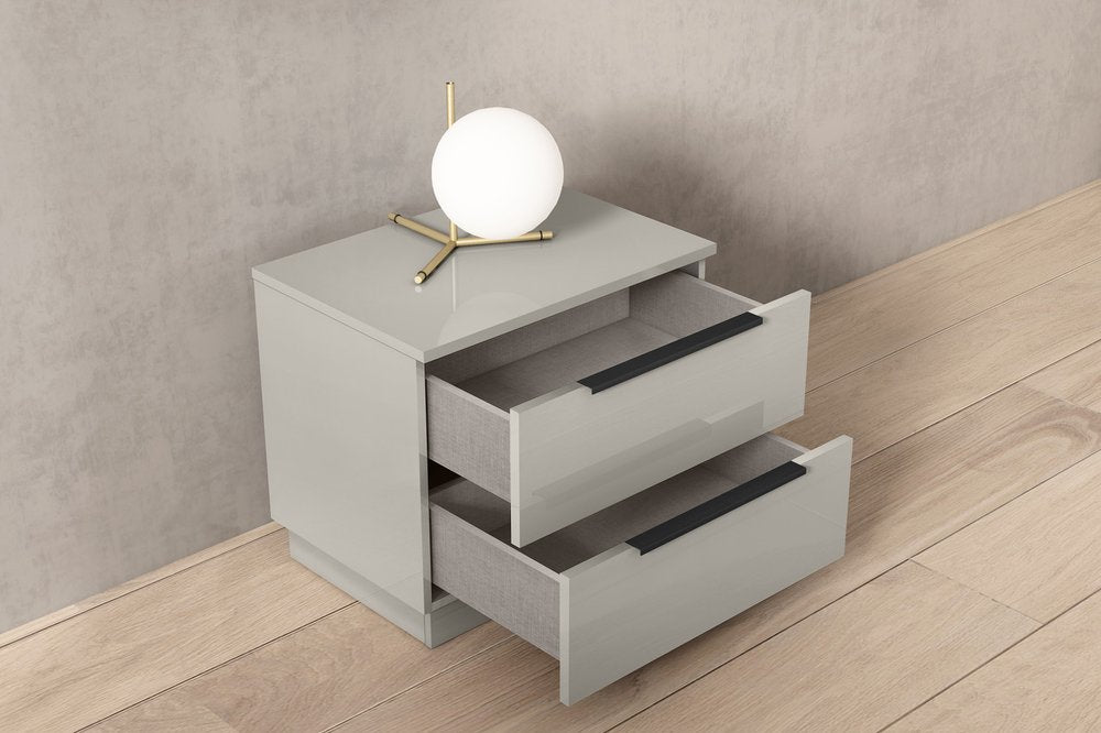 Light Gray Wood Two Drawer Nightstand - 20-inch