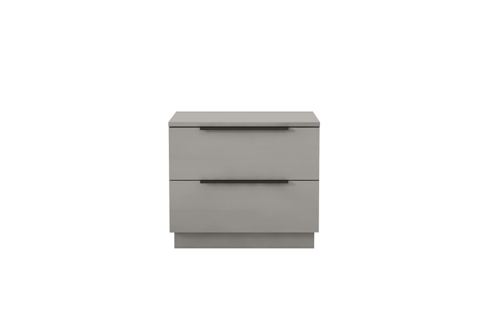 Light Gray Wood Two Drawer Nightstand - 20-inch