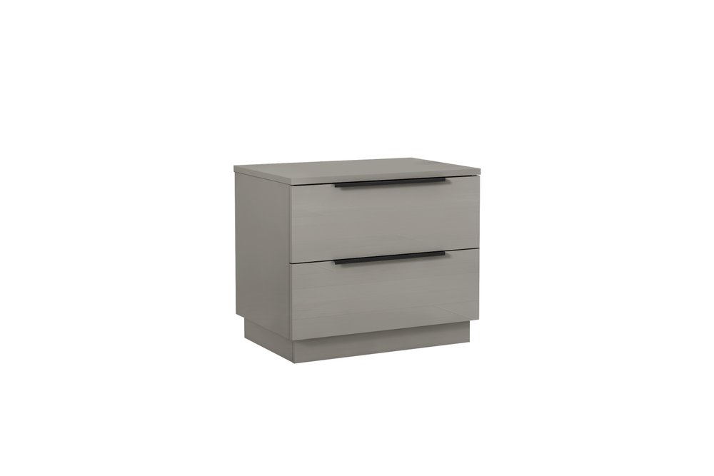 Light Gray Wood Two Drawer Nightstand - 20-inch
