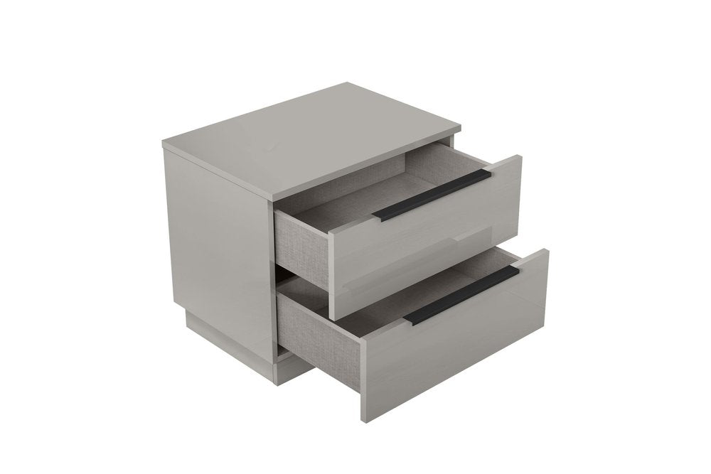 Light Gray Wood Two Drawer Nightstand - 20-inch