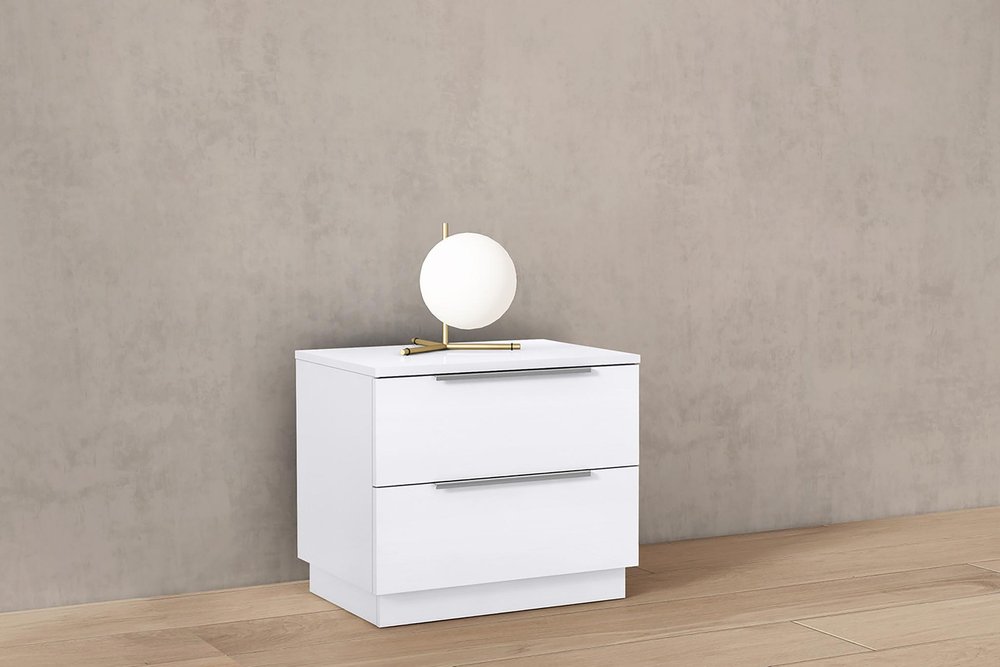 White Wood Two Drawer Nightstand - 20-inch