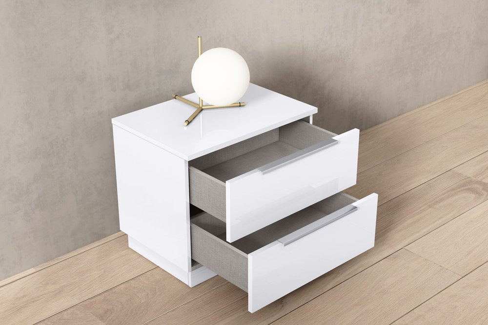 White Wood Two Drawer Nightstand - 20-inch