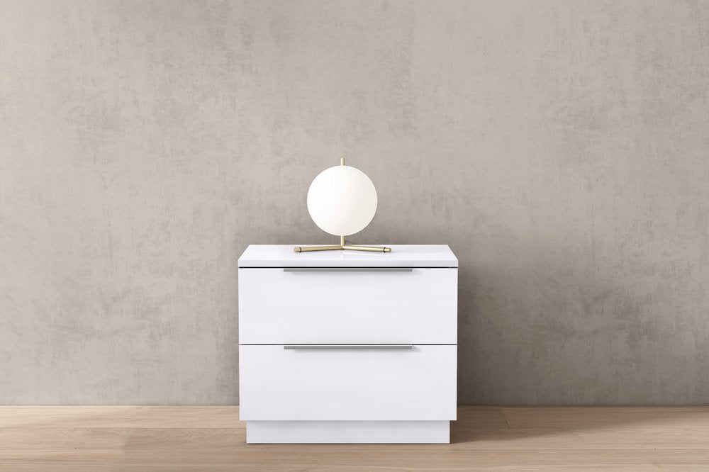 White Wood Two Drawer Nightstand - 20-inch