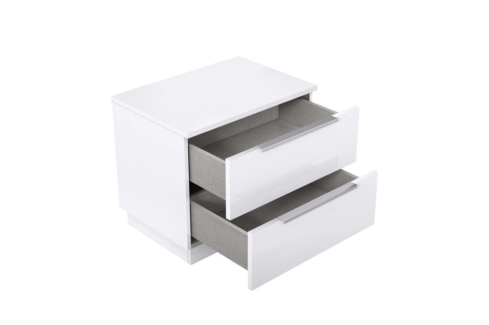White Wood Two Drawer Nightstand - 20-inch