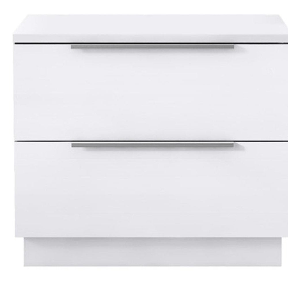 White Wood Two Drawer Nightstand - 20-inch