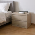 Beige Wood Two Drawer Nightstand - 18-inch