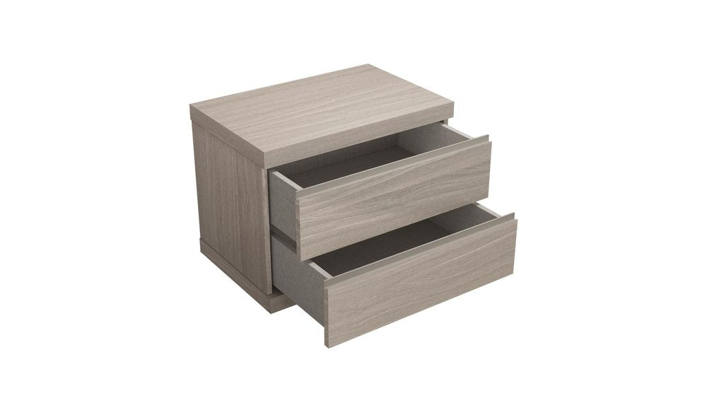 Beige Wood Two Drawer Nightstand - 18-inch