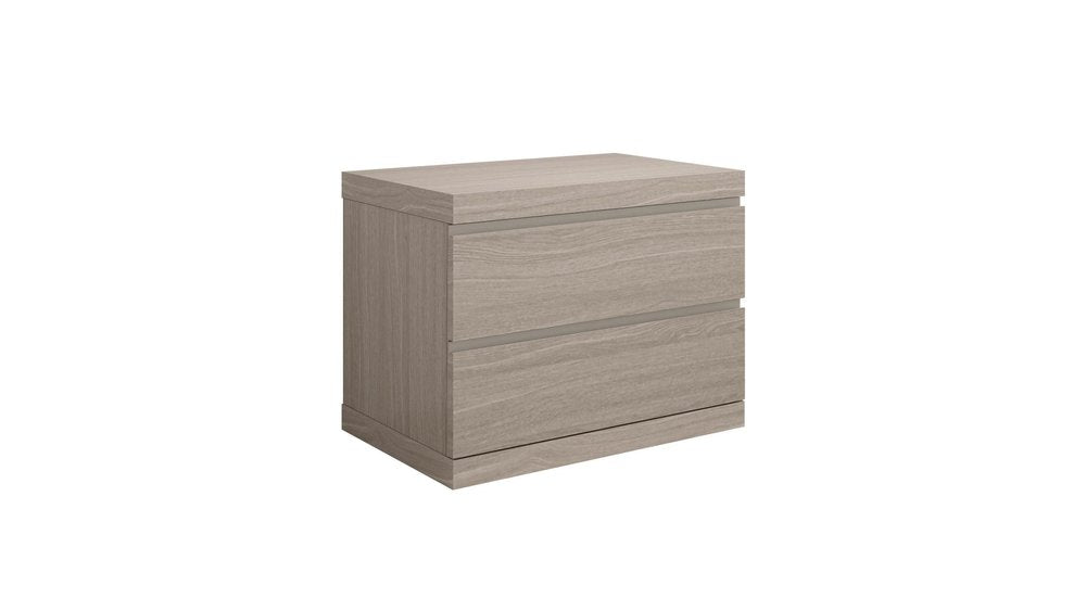 Beige Wood Two Drawer Nightstand - 18-inch