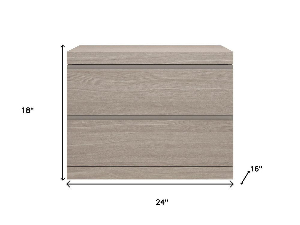 Beige Wood Two Drawer Nightstand - 18-inch