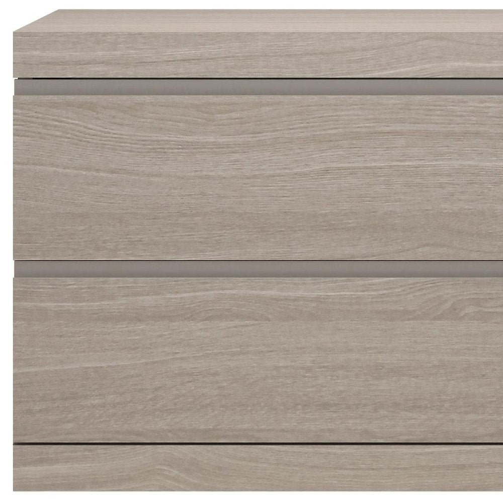 Beige Wood Two Drawer Nightstand - 18-inch