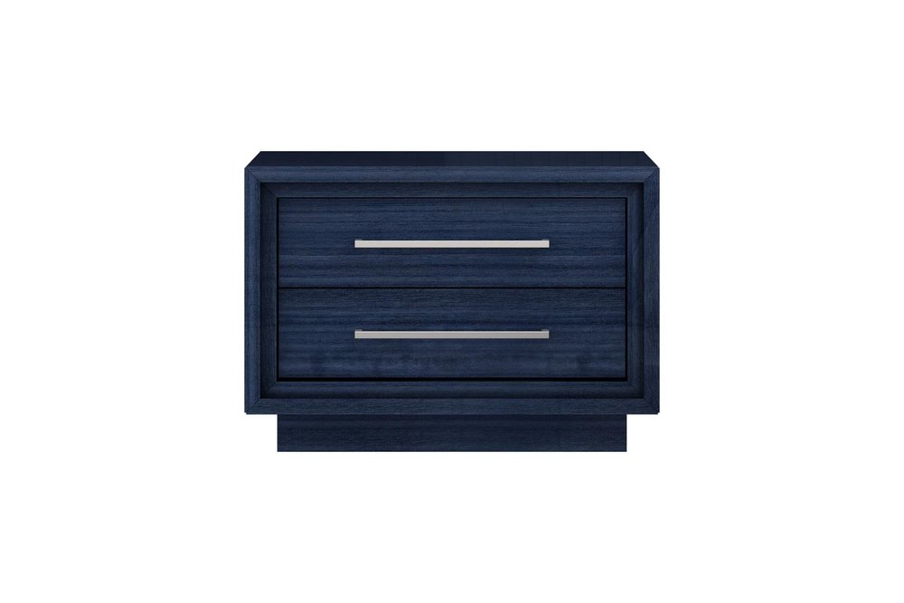 Sapphire Blue Wood Two Drawer Nightstand - 21-inch