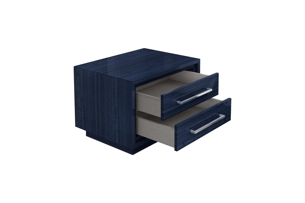 Sapphire Blue Wood Two Drawer Nightstand - 21-inch