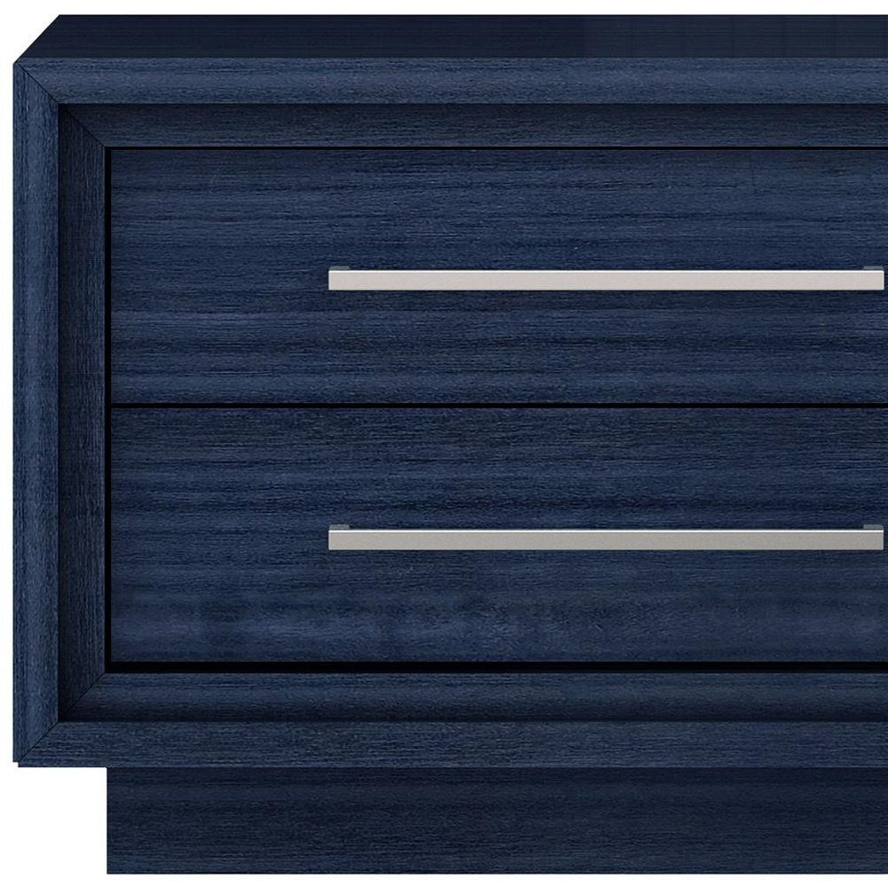Sapphire Blue Wood Two Drawer Nightstand - 21-inch