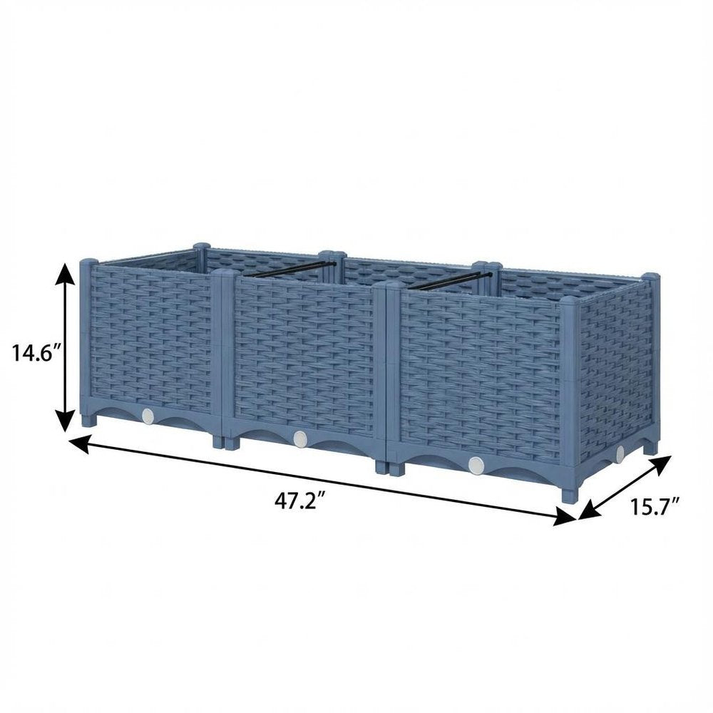 Blue Recycled Plastic Rectangular Planter Box - 15 X 47-inch