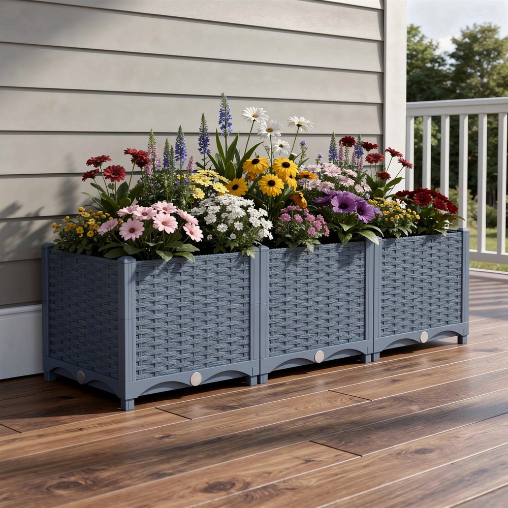 Blue Recycled Plastic Rectangular Planter Box - 15 X 47-inch