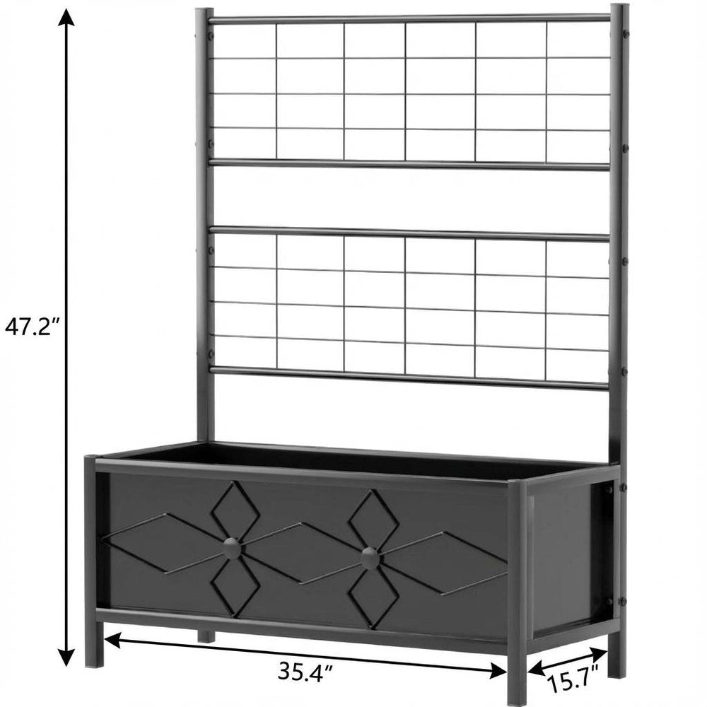 Black Steel Rectangular Planter Box - 47 X 35-inch