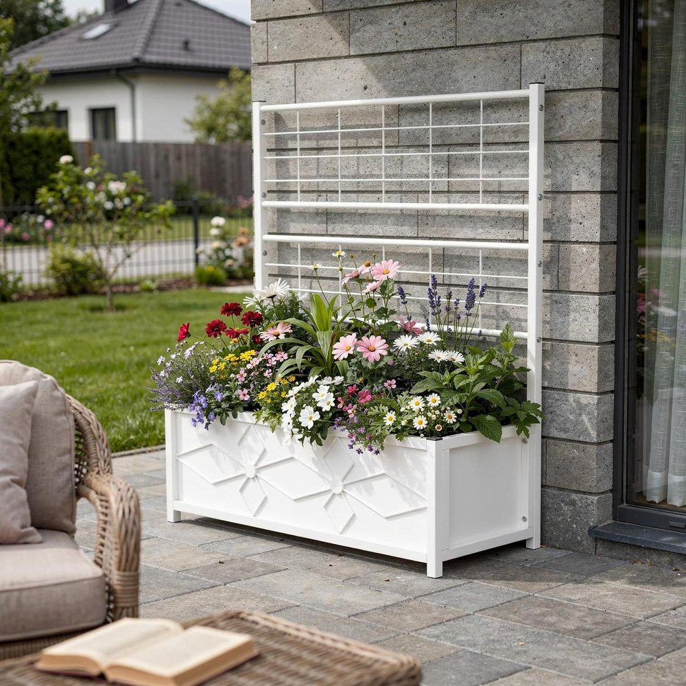 White Steel Rectangular Planter Box - 47 X 35-inch