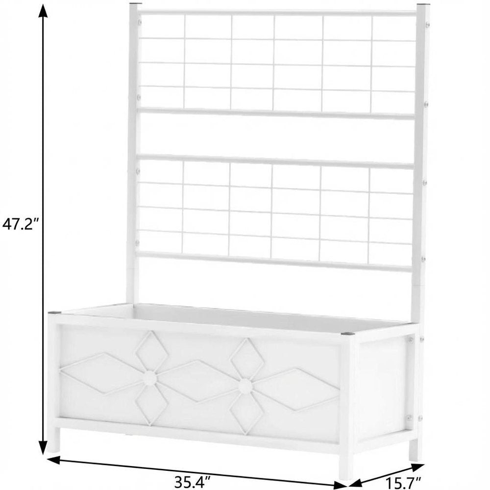 White Steel Rectangular Planter Box - 47 X 35-inch