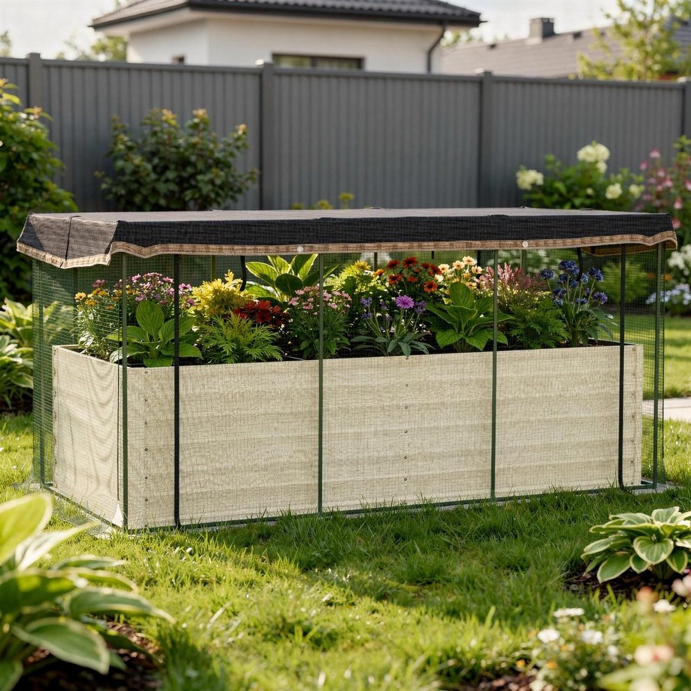 Beige Steel Rectangular Planter Box - 43 X 91-inch