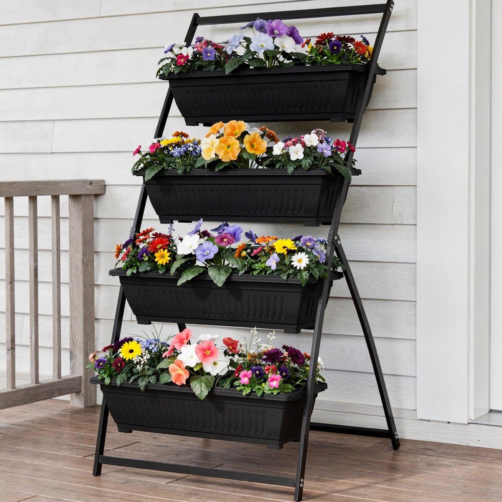 Black Recycled Plastic Rectangular Planter Box - 64 X 30-inch