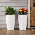 Set of Two White Recycled Plastic Round Self Watering Planter Box