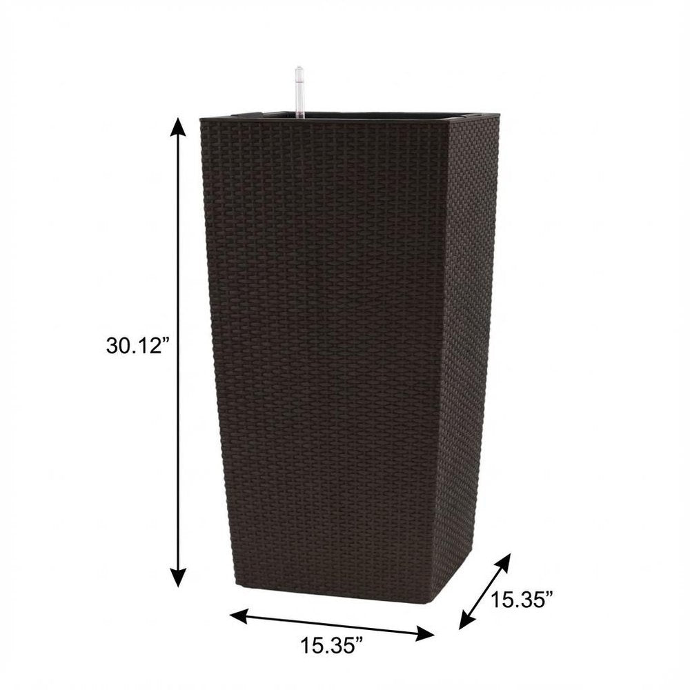 Brown Recycled Plastic Rectangular Self Watering Planter Box - 30 X 15-inch