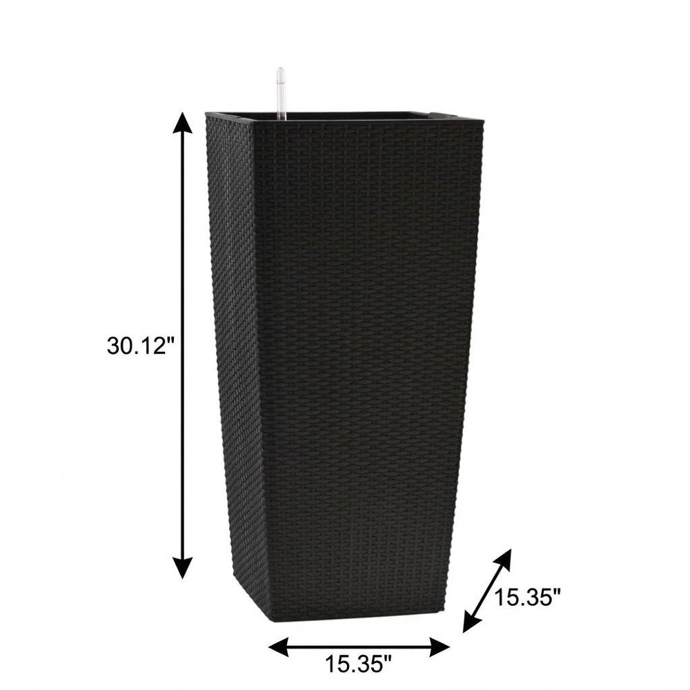 Black Recycled Plastic Rectangular Self Watering Planter Box - 30 X 15-inch