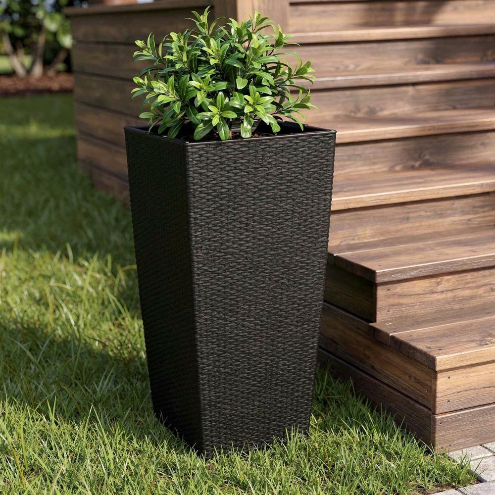 Black Recycled Plastic Rectangular Self Watering Planter Box - 30 X 15-inch