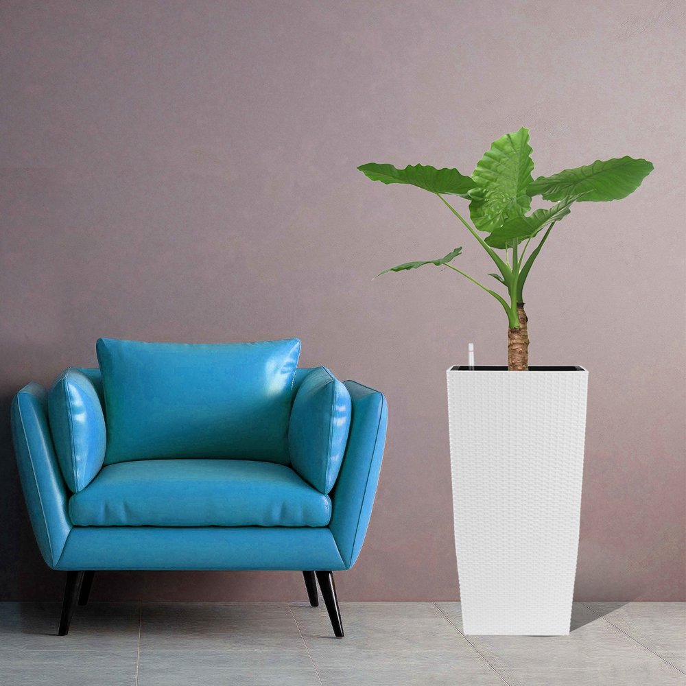White Recycled Plastic Rectangular Self Watering Planter Box - 30 X 15-inch