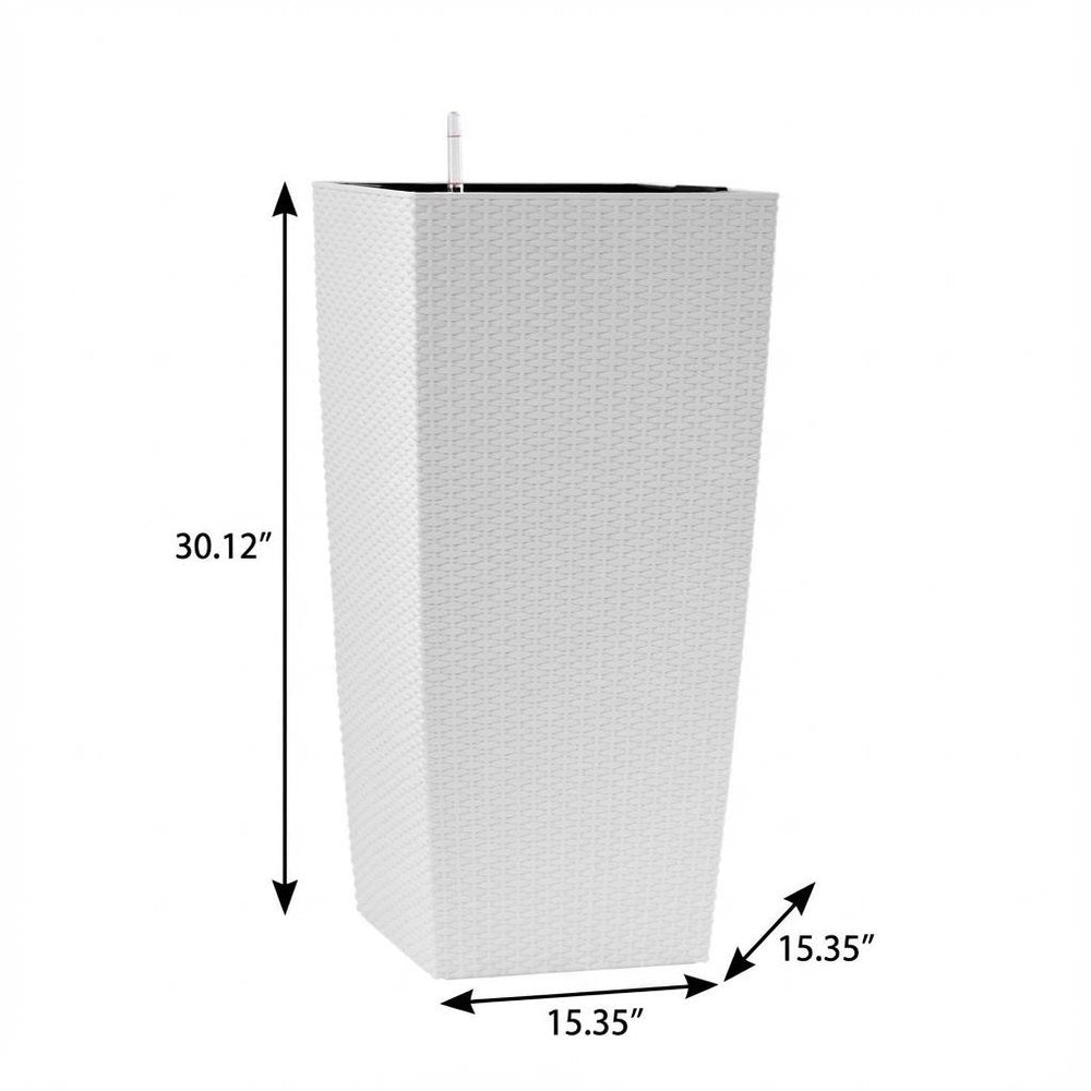 White Recycled Plastic Rectangular Self Watering Planter Box - 30 X 15-inch
