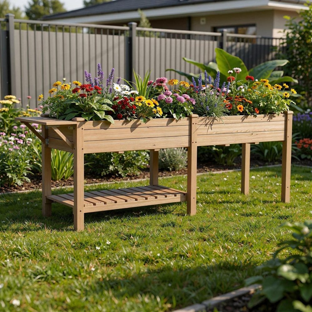 Brown Wood Rectangular Planter Box - 31 X 82-inch