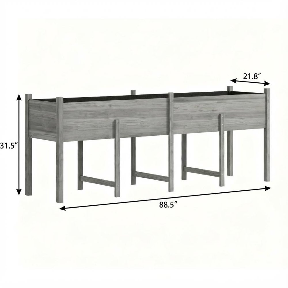 Light Gray Wood Rectangular Planter Box - 32 X 89-inch