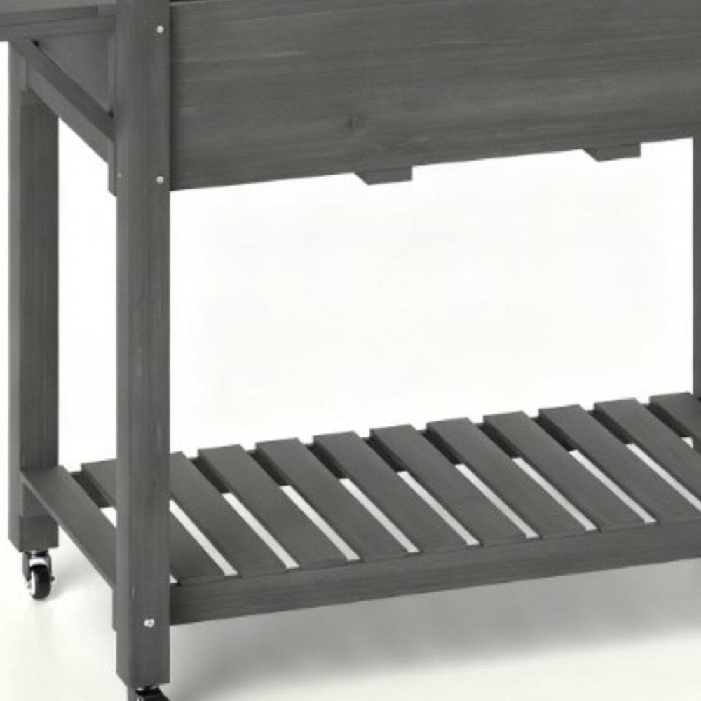 Light Gray Wood Rectangular Planter Box - 34 X 57-inch