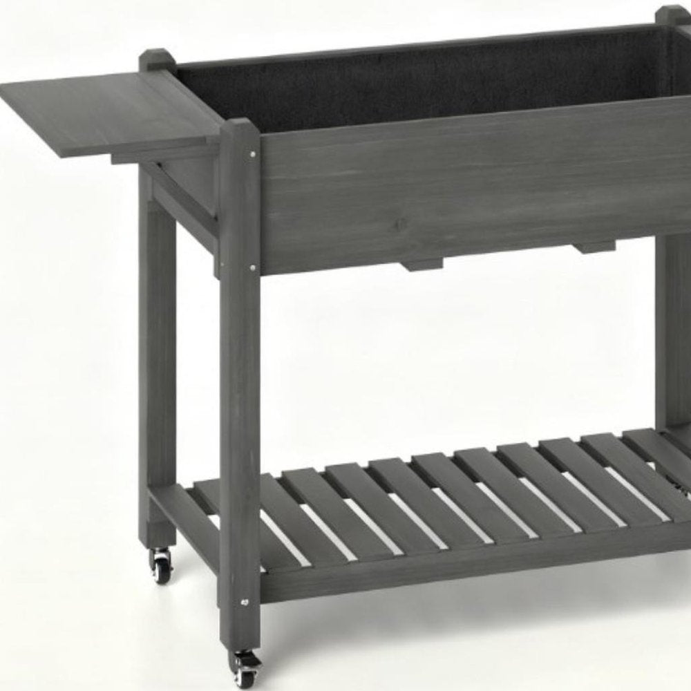 Light Gray Wood Rectangular Planter Box - 34 X 57-inch